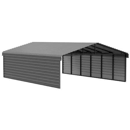 Arrow Storage Products Galvanized Steel Carport, W/ 2-Sided Enclosure, Compact Car Metal Carport Kit, 20'x29'x7', Charcoal CPHC202907ECL2
